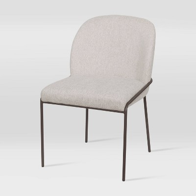 Blakeley High Back Gray Upholstered Side Chair with Metal Legs