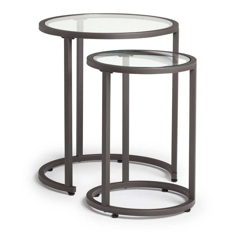 Home Camber Modern Glass Round Nesting Table 20 inches Gray - Studio Designs, 1 of 8