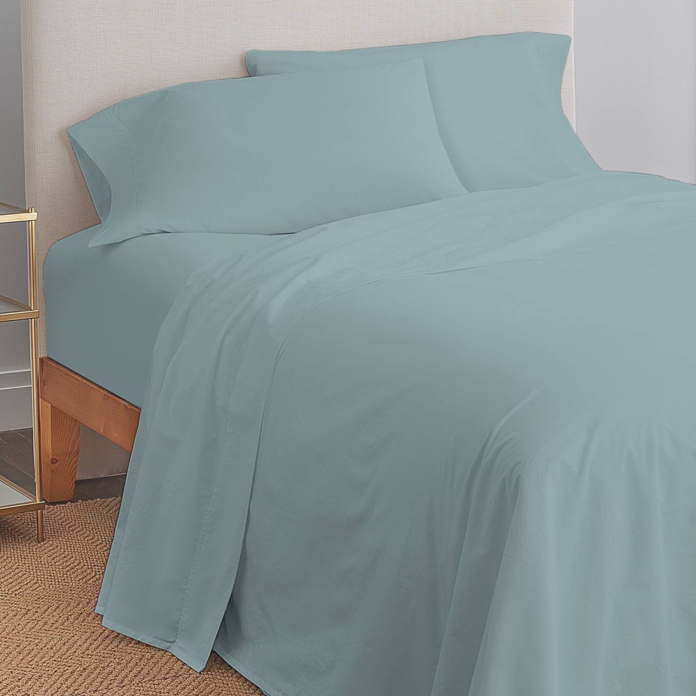 Photos - Bed Linen Queen 300 Thread Count Wrinkle Resistant Solid Sheet Set Teal - Color Sens