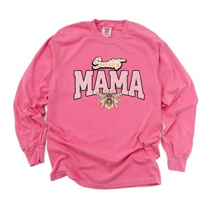 Simply Sage Market Women's Coquette Sweetest Mama Bee Long Sleeve Garment Dyed Tee - 1 of 2