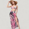 Anna-Kaci Swim Women's Three-Piece Swimsuit Set with Bikini Top High Waist Bottom and Sheer Abstract Print Wide Leg Pants - 3 of 4