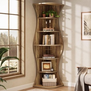Tribesigns 73.2" Tall Corner Bookcase, 6-Tier Corner Shelf Bookshelf Display Shelf Plant Stand for Living Room, Bedroom, Home Office - 1 of 4