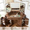 SinCiDo 48" Farmhouse Corner Vanity Desk, w/ 3 Way Mirror & Lights, Charging Station, Glass Tabletop, 3 Drawers and 2 Lockers, Bedroom Dressing Table - 2 of 4