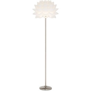 Possini Euro Design Modern Floor Lamp 63" Tall Brushed Steel White Orb Petal Flower Shade Dimmable for Living Room Reading Bedroom Office - 1 of 4