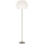 Possini Euro Design Modern Floor Lamp 63" Tall Brushed Steel White Orb Petal Flower Shade Dimmable for Living Room Reading Bedroom Office