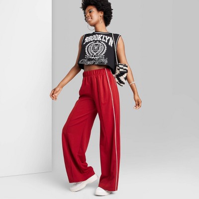 red wide leg pants plus size