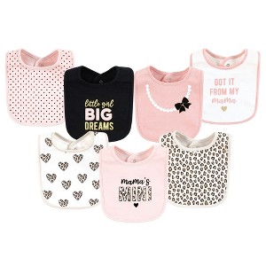 Hudson Baby Infant Girl Cotton Bibs, Leopard Hearts, One Size - 1 of 4