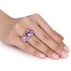 EVERLY JEWELRY | Sterling Silver 10 3/8 CT TGW Amethyst and 1/10 CT TW Diamond Cluster Cocktail Ring - 3 of 4
