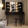Vanity Desk , Adult Makeup Desk with Mirror Drawer Storage Light Bulb Storage Shelf Dressing Desk Vanity Desk Set - 2 of 4