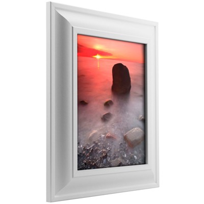 20x20 Inch White Satin Contemporary Picture Frame with Mat