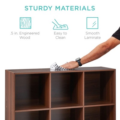 Walnut 36-Inch 9-Cube Storage Organizer with Removable Panels