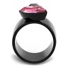 Slickblue Women’s IP Black Stainless Steel Cocktail Ring, Unique 2-Stone Design, Rose & Purple, Sizes 5-10 - 3 of 4