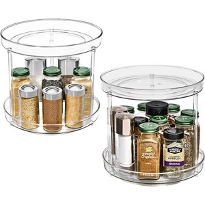Sorbus 2 Pack 2 Tier Clear Lazy Susan - for Fridge, Pantry, Cabinet, Table, Makeup, Bathroom and More - 1 of 4
