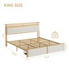 Queen LED Bed Frame with Headboard, Upholstered Platform Bed with Charge Station and Storage Drawers - 2 of 4