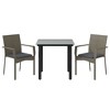 vidaXL 3 Piece Patio Dining Set with Cushions Black and Gray Poly Rattan - 3 of 4