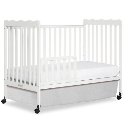 White Wooden Convertible 3-in-1 Crib with Safety Rails