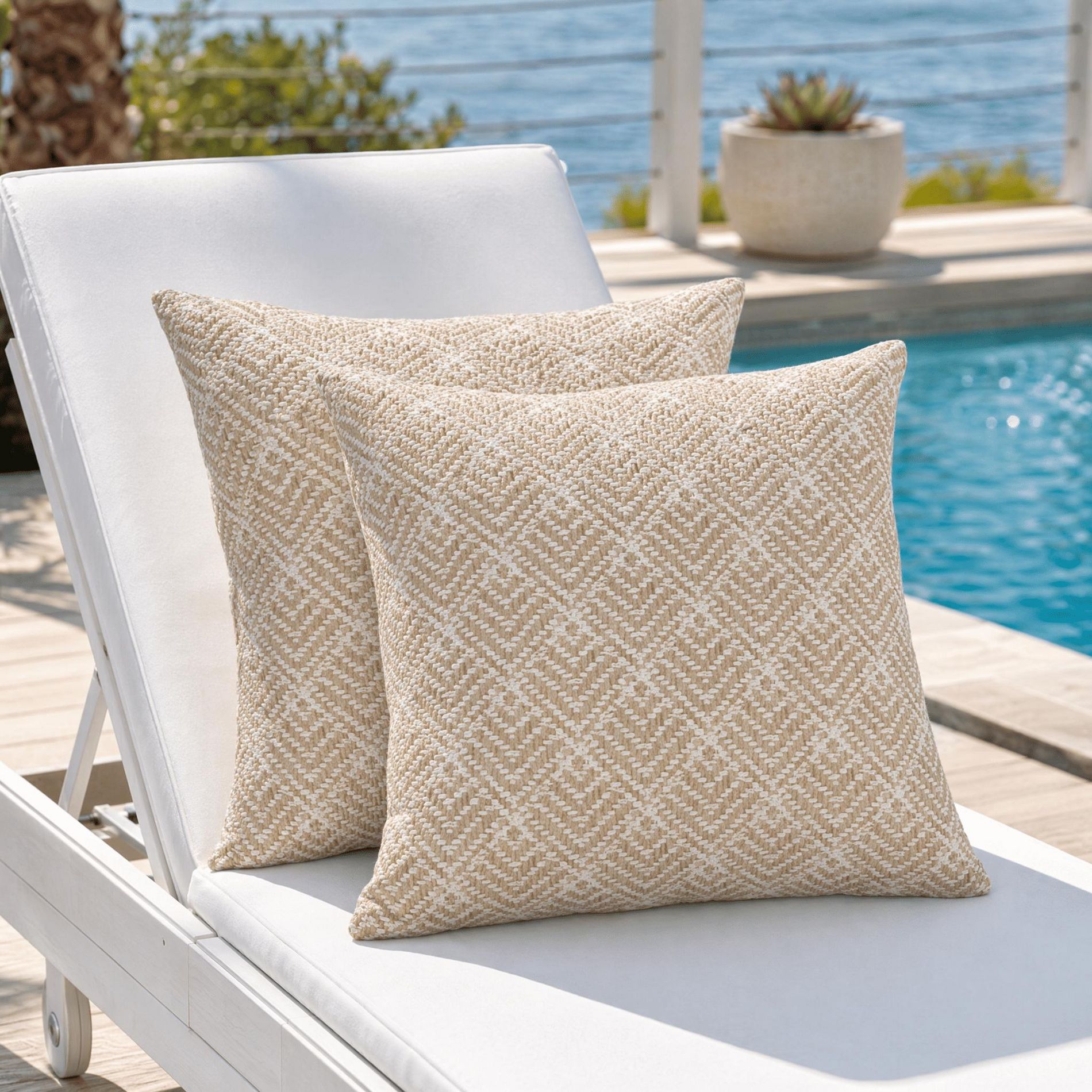 2-Pack Outdoor Throw Pillows 18x18, Waterproof Decorative Pillows, UV Resistant Patio Cushions for Furniture, Garden, Pool & College Dorm Room Decor
