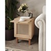 Rattan Nightstand, Extension Tray & Wood Legs, for Bedroom, Living Room and Small Spaces, Natural - 2 of 4