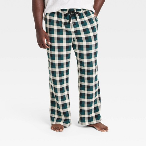 Regular Fit Flannel pyjama bottoms - Dark green/White checked