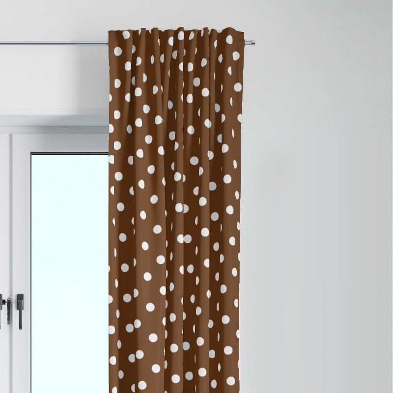 Bacati - Dots Chocolate Cotton Printed Single Window Curtain Panel, 1 of 5
