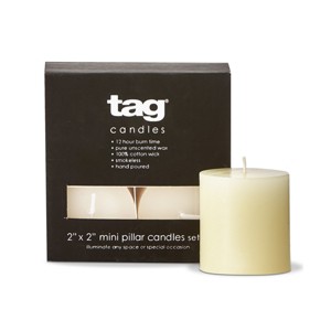 tagltd Chapel Mini Pillar 2x2 Ivory Candles Set Of 4 Unscented Paraffin Wax Drip-Free Long Burning 12 Hours For Home Decor Wedding Parties - 1 of 4
