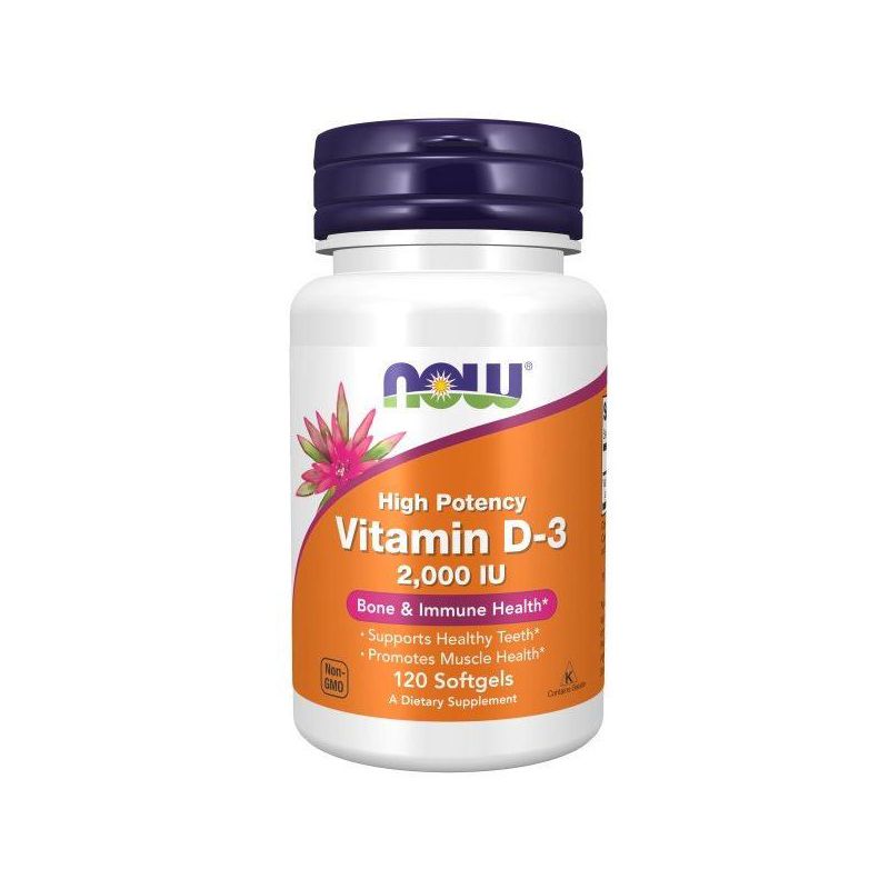 Now Foods Vitamin D-3 2,000 IU  -  120 Softgel, 1 of 4