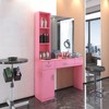 Barber Salon Station with Mirror, Wall Mount Hair Styling Salon Station with Hair Dryer Holders Open Shelves, Drawer, Beauty Spa Salon Equipment - 2 of 4