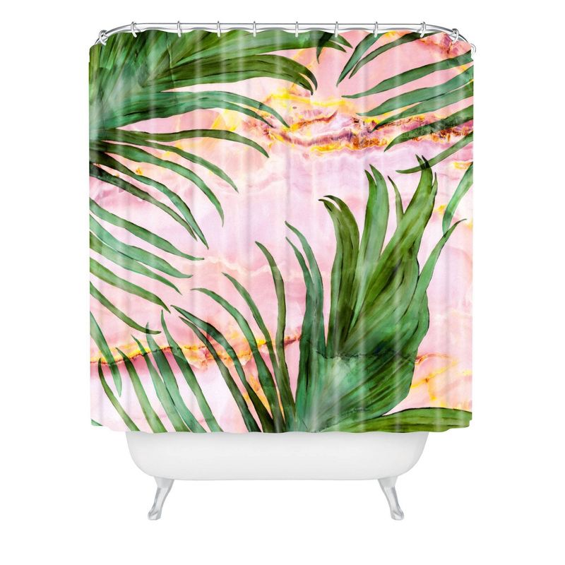 Marta Barragan Camarasa Palm leaf Shower Curtain Pink - Deny Designs, 1 of 7