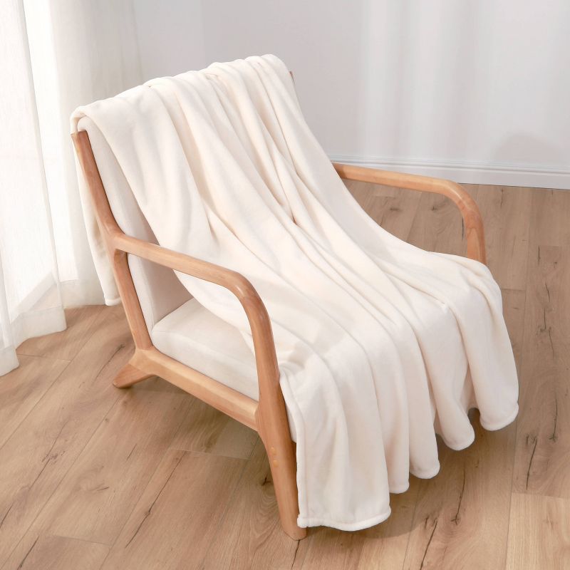 50&#34;x60&#34; 300 Recycled Velvetloft Throw Blanket Cream - Berkshire Blanket &#38; Home Co., 1 of 4