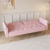 NicBex Modern Velvet Nailhead Loveseat Sofa with Pillows & Adjustable Backrest,Solid Wood 2-Seater Sofa for Living Room,Bedroom - 3 of 4