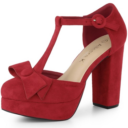 Chunky heel platform clearance pumps