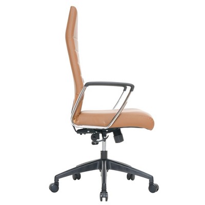Hilton High-Back Swivel Leather Office Chair in Light Brown