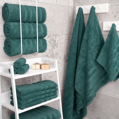 Teal Turkish Cotton 4-Piece Luxury Bath Towel Set