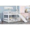 Okak Twin Over Twin Solid Wood Bunk Bed with Slide & Ladder & Safety Fence Low Bunkbeds for Toddler Kids Teens Easy Assemble Space-Saving, White - 4 of 4