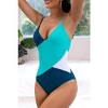 Eomenie Women's One Piece Swimsuits Color Block V Neck Bathing Suit 1 Piece Swimwear - 2 of 3