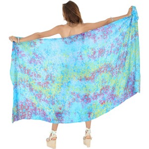LA LEELA Women's Summer Beach Wrap Bikini Wraps Sarong Swimwear Cover up Skirt Swimsuit Pareo Coverups for Women One Size Blue, Floral - 1 of 4