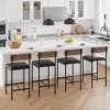 Retro Brown Bar Stools Set of 4, Counter Height with Back & Wide Upholstered Seat,25.5"with Footrest for Kitchen Island & Bars Counter,Easy Assembly - 4 of 4