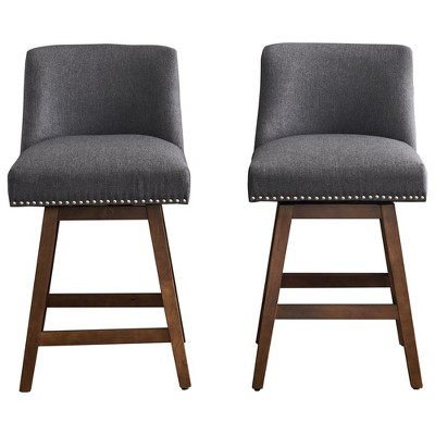 2Pcs Counter Height Bar Stools 26" Seat Height Swivel Counter Stools With Back Upholstered Barstools Household Furniture