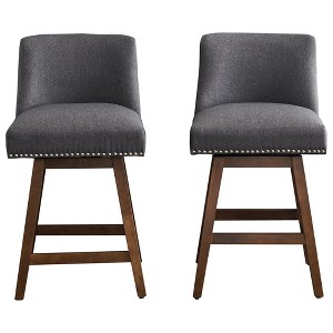 2Pcs Counter Height Bar Stools 26" Seat Height Swivel Counter Stools With Back Upholstered Barstools Household Furniture - 1 of 4