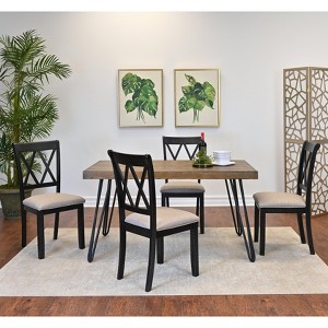 Roundhill Furniture Arroyo Dining Set, Hairpin Dining Table with 4 Cross-back Chairs, Rich Black, 5-Piece - 1 of 4