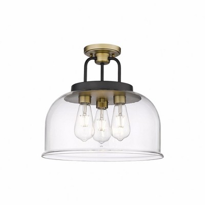 Kahana - 3 Light Semi-Flush Mount In Industrial Style-14.13 Inches Tall and 15 Inches Wide