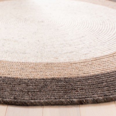 Ivory Wool 7' Round Braided Handmade Reversible Rug
