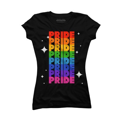Adult Design By Humans Rainbow Pride Word Stack With Stars By Billmedzz T-Shirt