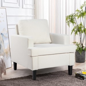 DOMETOUR Linen Fabric Single Armchair, Modern Upholstered Sofa Chair for Living Room Bedroom - 1 of 4