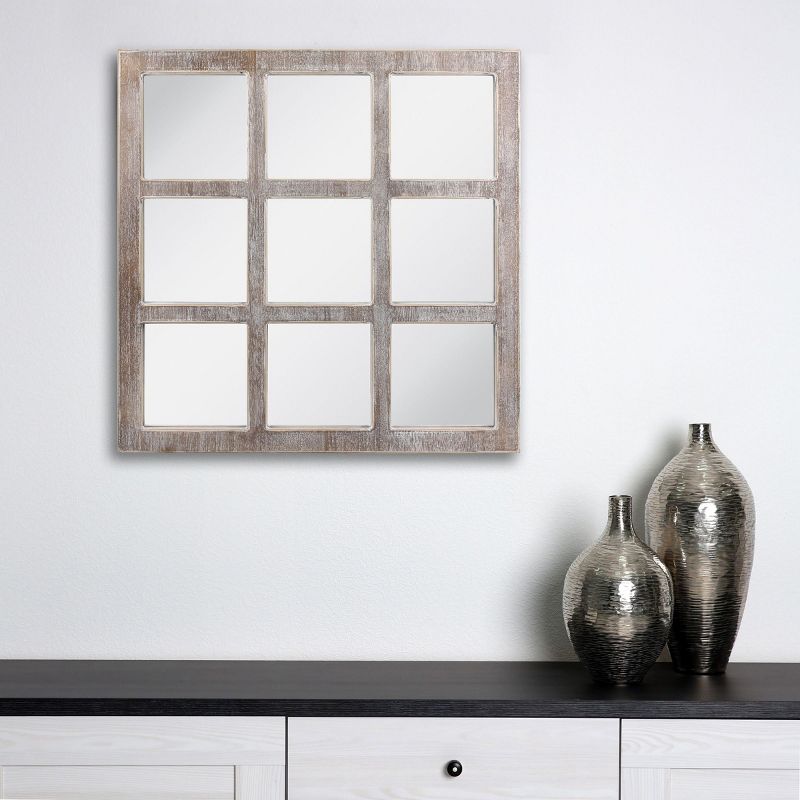 23.5" x 23.5" Rustic 9-Panel Window Pane Decorative Wall Mirror - Stonebriar Collection, 5 of 7