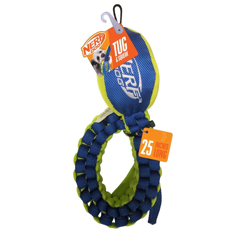 NERF 25&#34; Nylon Squeak Vortex Chain Tug Dog Toy - Green/Blue, 1 of 6