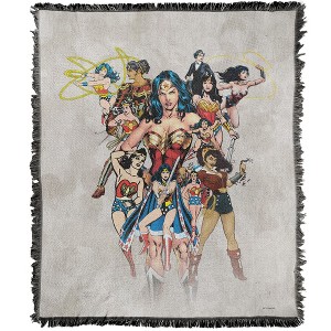 Wonder Woman 75th Collage Blanket 50"x60" Woven Tapestry - 1 of 4
