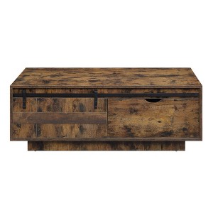 23" Rustic offee Table with Sliding Barn Door and Practical Storage for Living Room or Family Room - 1 of 4
