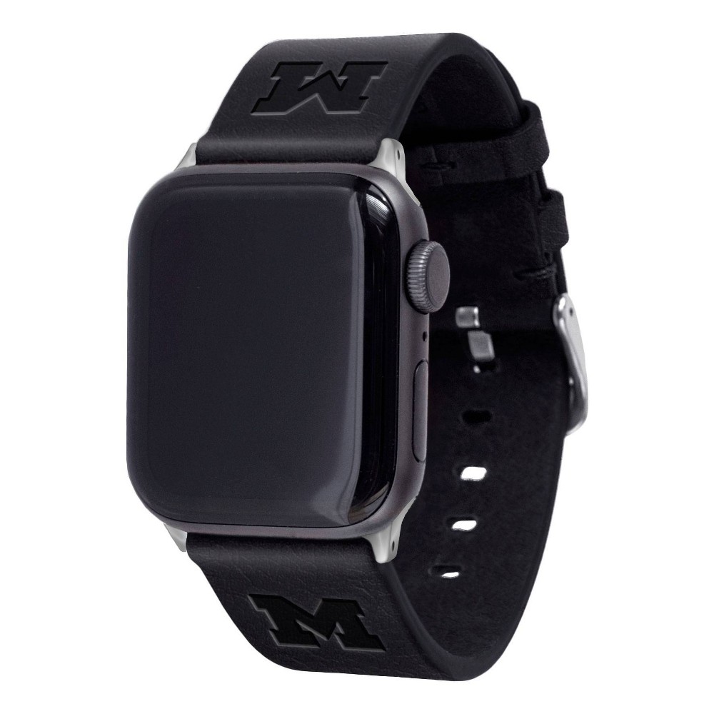 Photos - Smartwatches NCAA Michigan Wolverines Apple Watch Compatible Leather Band 42/44/45/49mm - Black