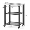 FURNIinspire Outdoor Grills, Griddles and Smokers Functional Outdoor Kitchen Station with Locking Wheels, Storage Shelves, Black, 37.4"*27.6"*19.7" - 2 of 4